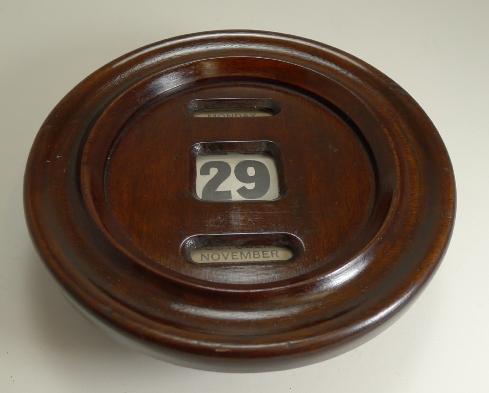 Antique Mahogany Wall-Hanging Perpetual Calendar c.1900 View IV