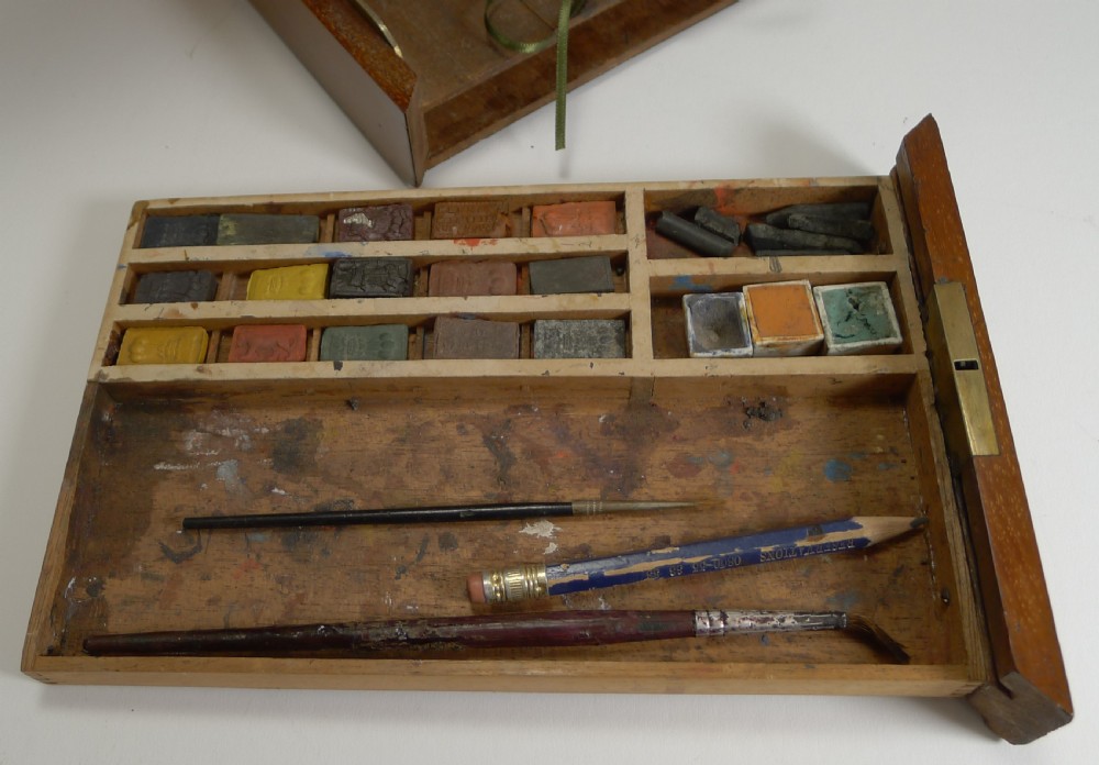 Antique English Brass Bound Mahogany Artist's Box & Portable Easel c.1890 by C. Roberson & Co Ltd View VI