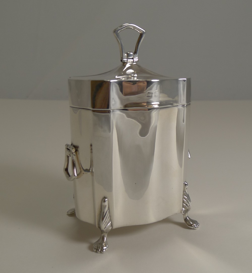 Elegant Antique English Sterling Silver Tea Caddy - 1906