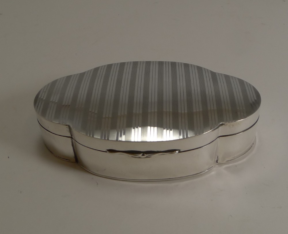 Solid Antique English Shaped Sterling Silver Box - 1918