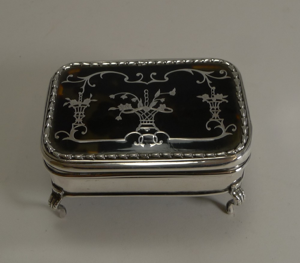 Fine Antique Silver and Tortoiseshell Jewellery Box by William Comyns