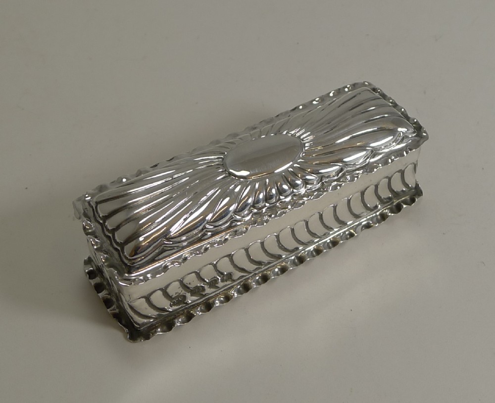 Antique English Sterling Silver Ring Box For Three Rings - 1898