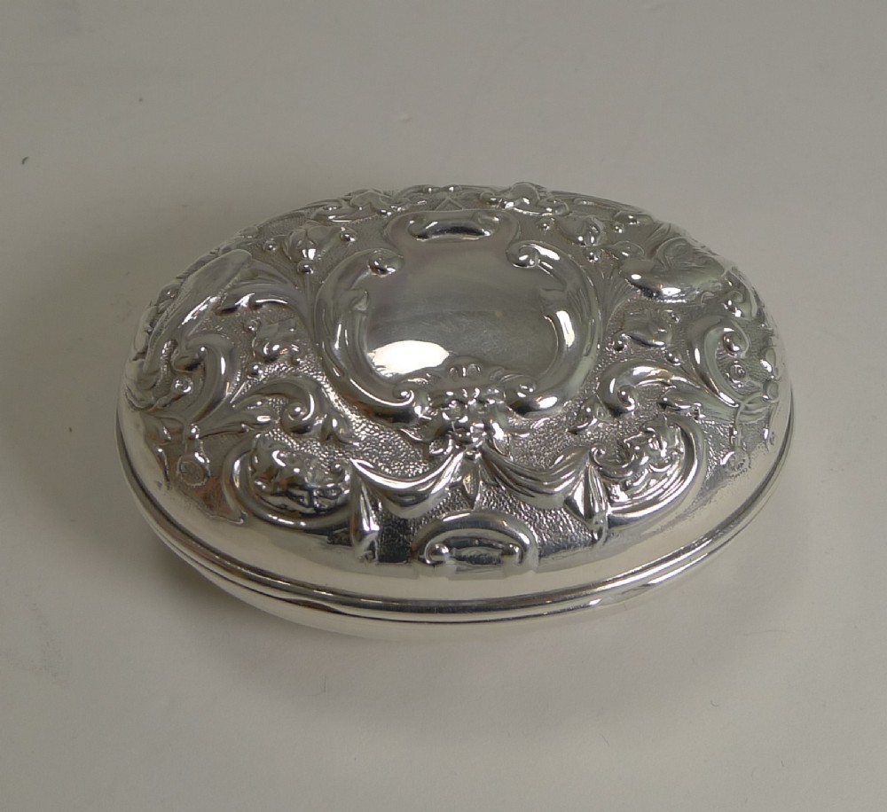 Antique English Sterling Silver Travel Soap Box by William Comyns