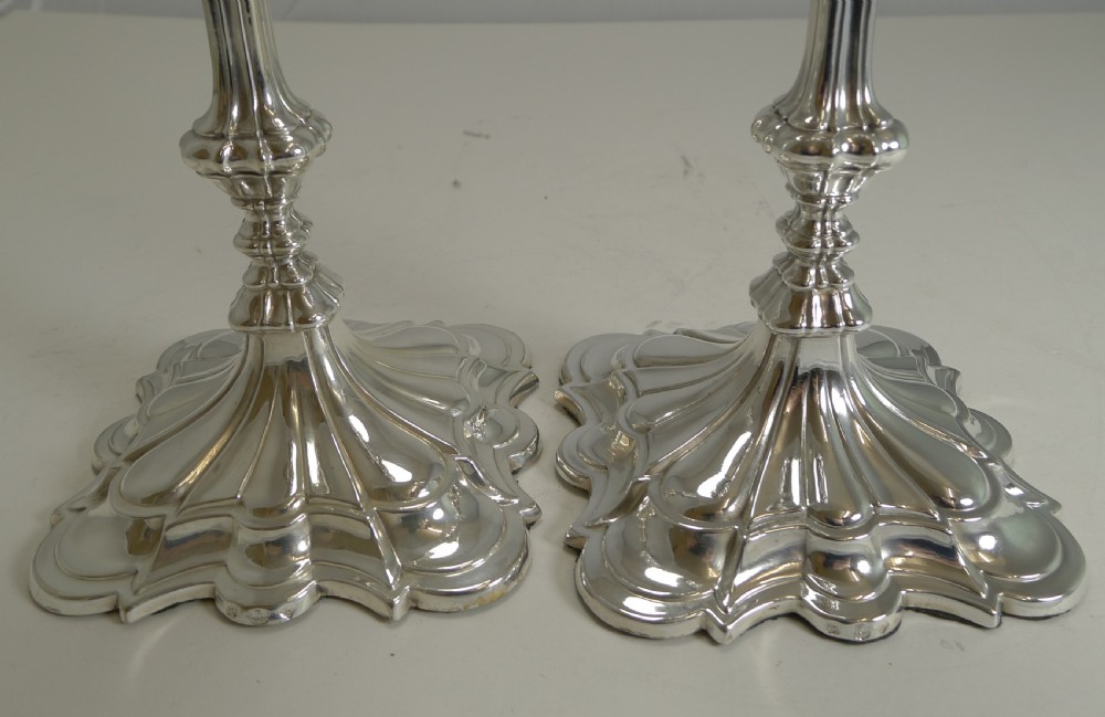 Smart Pair Antique English Silver Plate Candlesticks by Elkington & Co. - 1845 View III