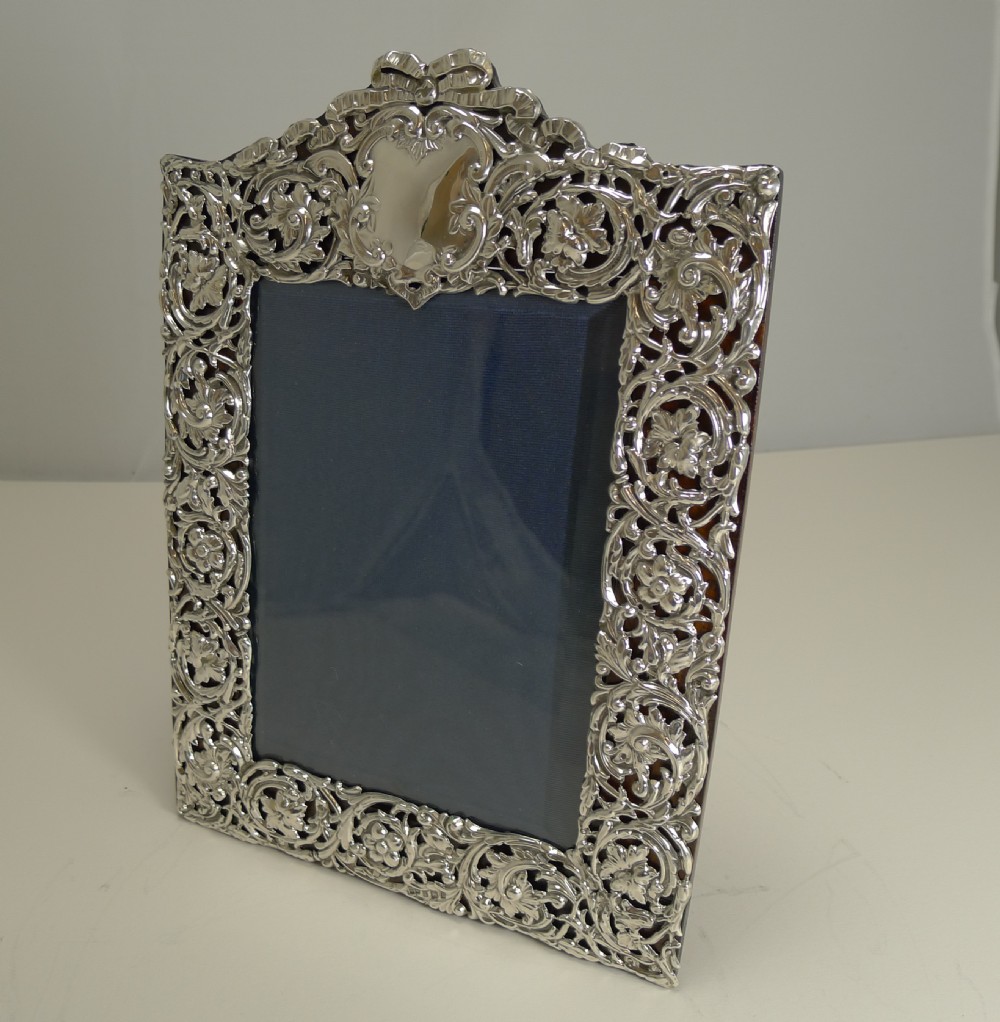 Large Antique English Sterling Silver Photograph Frame by Henry Matthews View VII