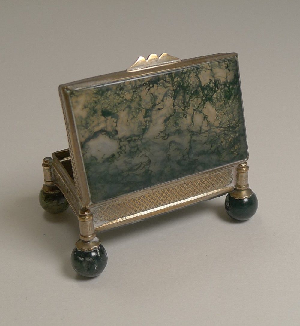 Antique French Moss Agate Box c.1900