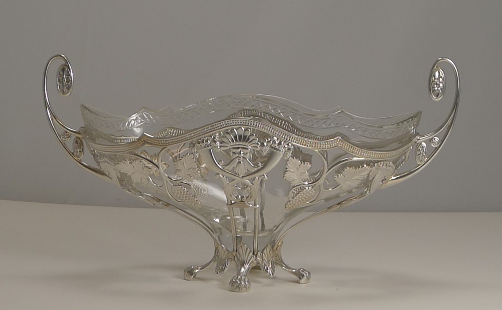 Magnificent WMF Silver Plated Centerpiece - Original Crystal Liner c.1900