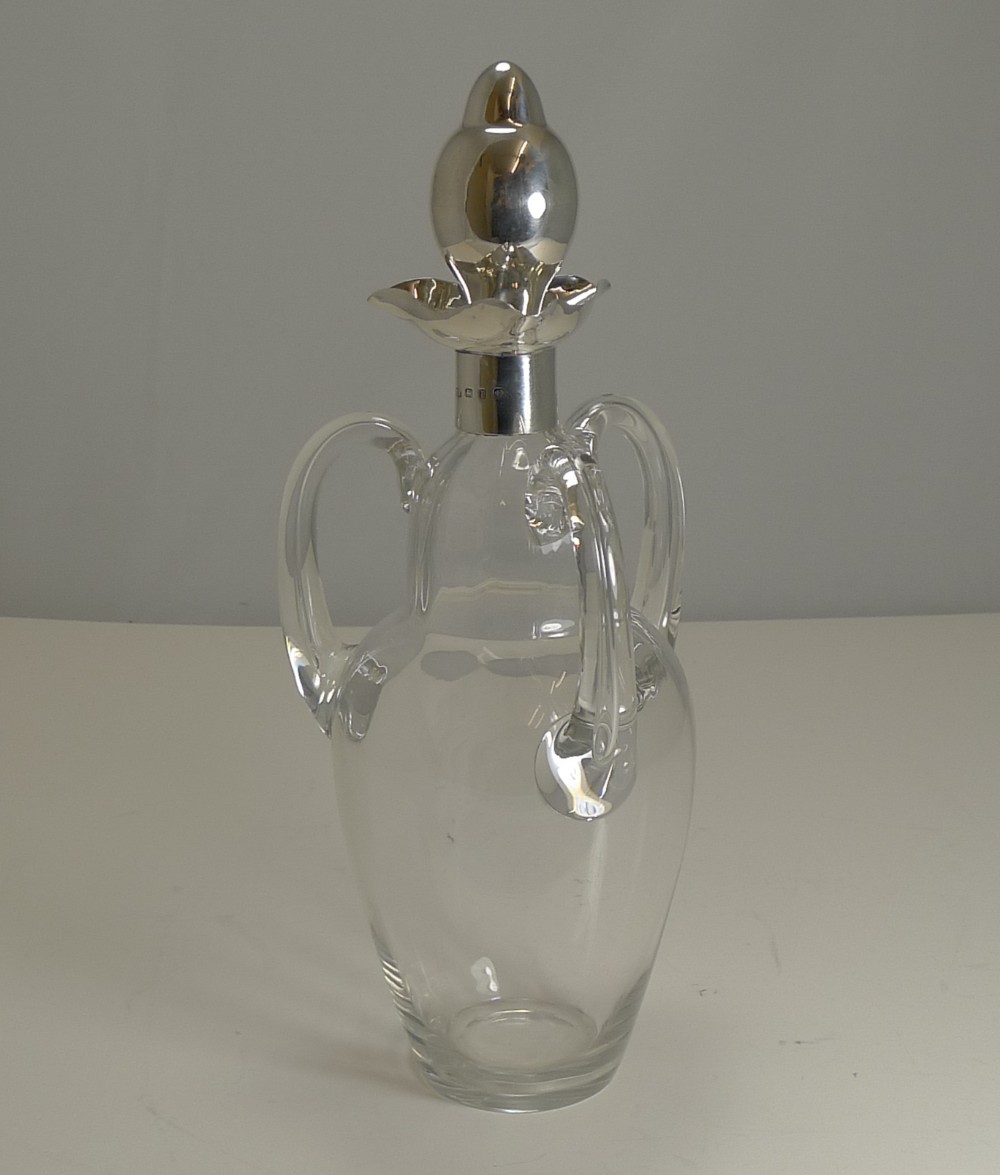 Unusual Antique English Three-Handled Decanter - Sterling Silver - 1898