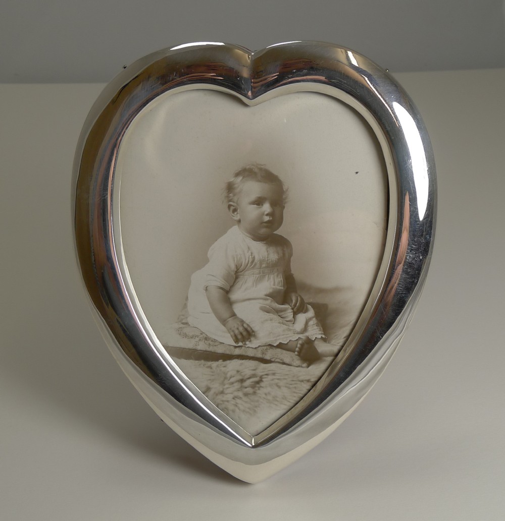 Antique English Heart Shaped Sterling Silver Photograph Frame - 1901