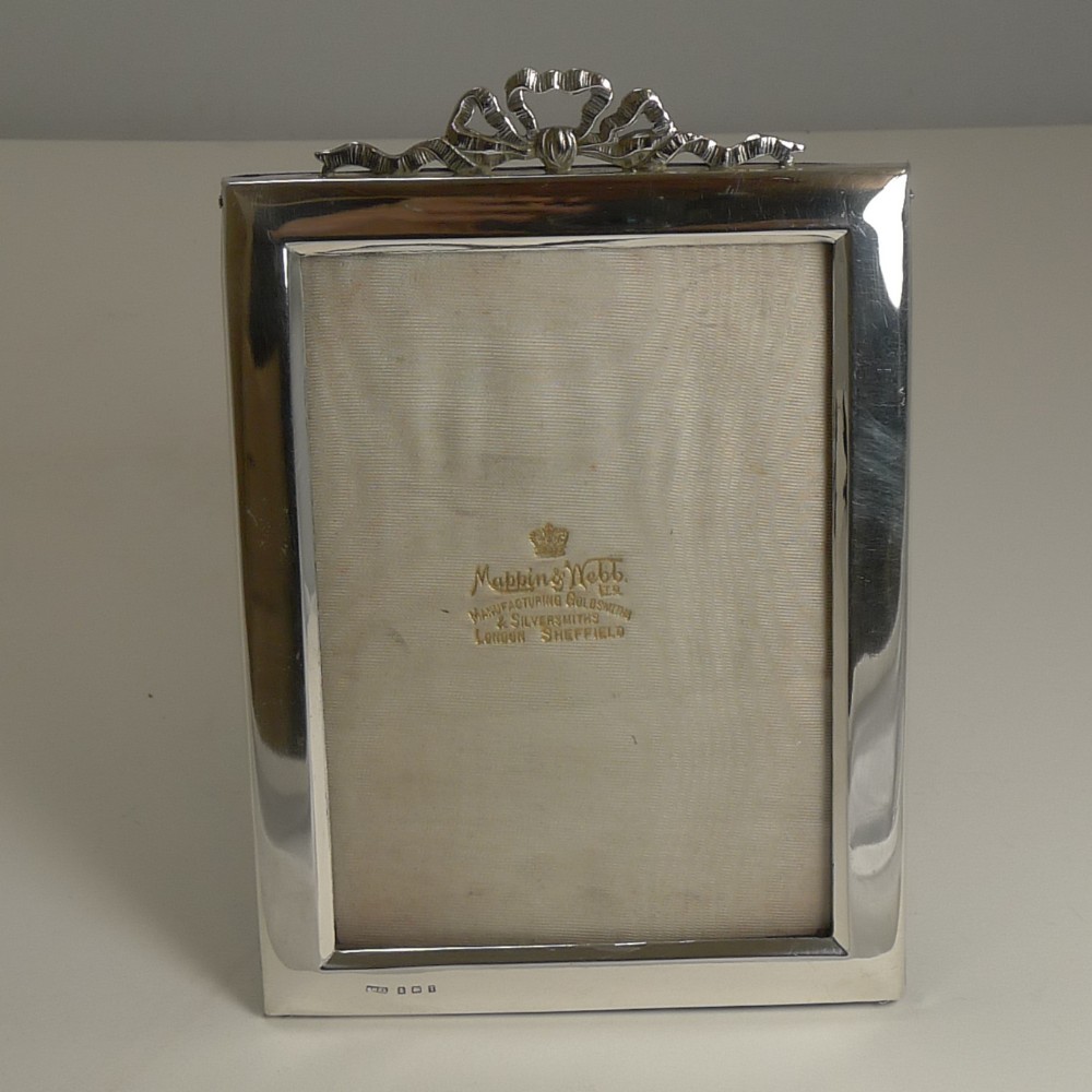 Antique English Sterling Silver Photograph Frame - Ribbon and Bow - 1905