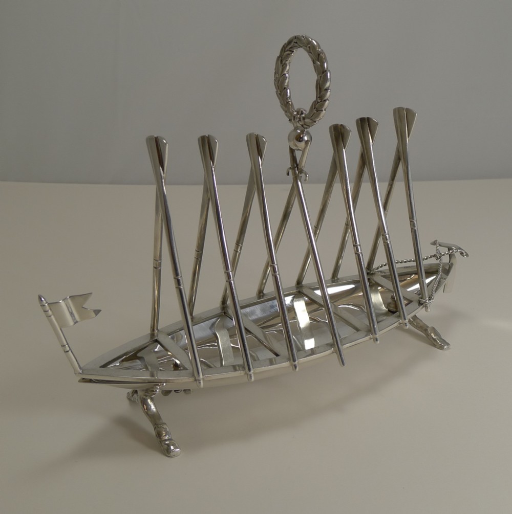 Rare Antique Novelty Toast Rack - Rowing Gig by Benetfink, London c.1880