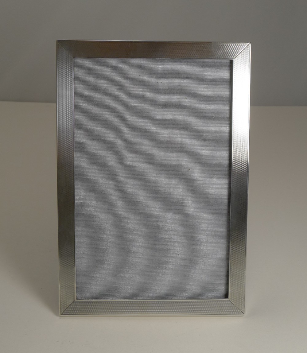Art Deco Engine Turned Sterling Silver Picture Frame by Mappin and Webb