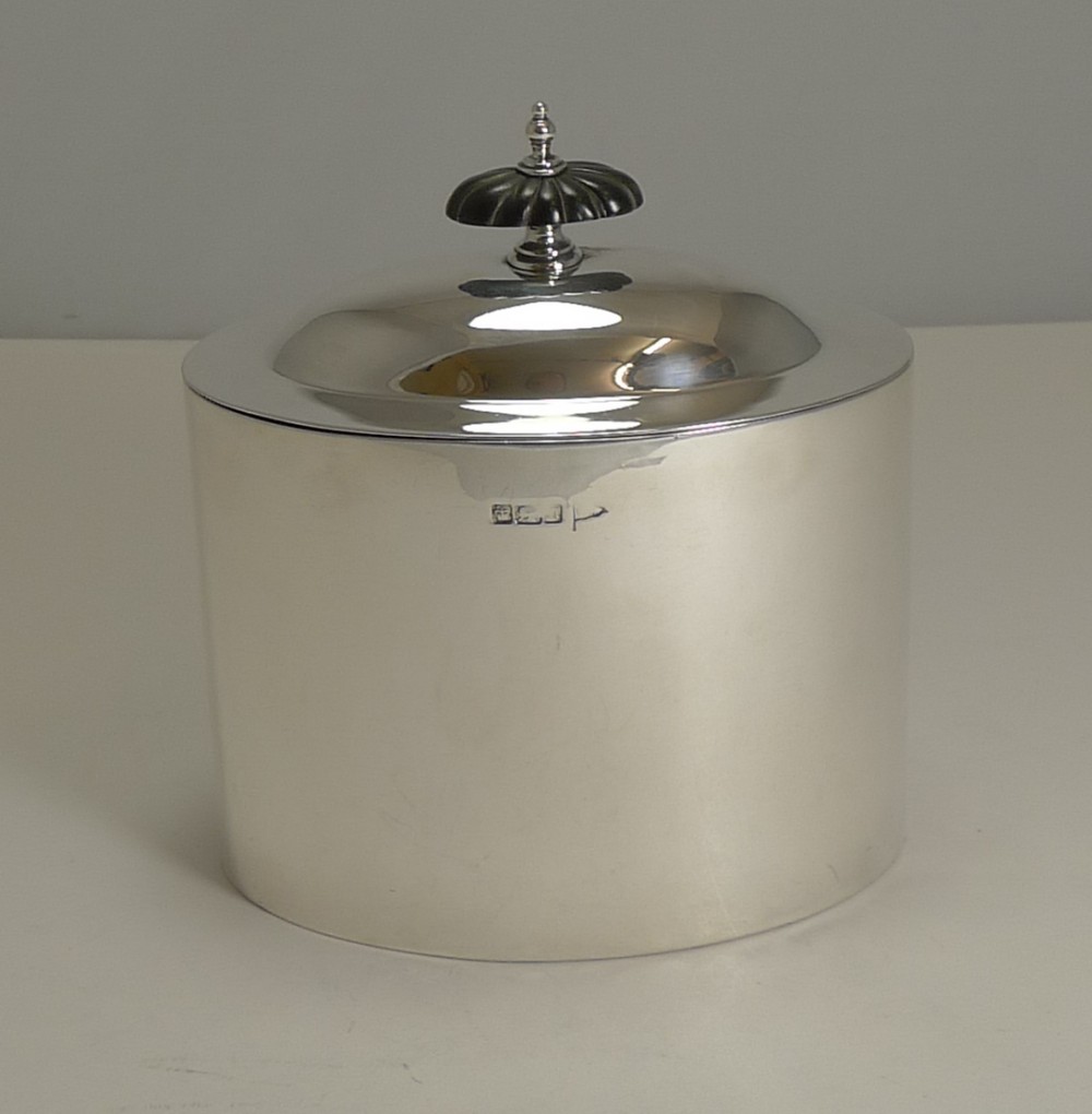 Large Antique English Sterling Silver Tea Caddy by Walker and Hall - 1905