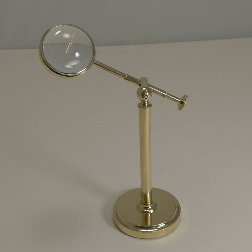 Antique English Adjustable Bulls Eye Desk-Top Magnifying Glass c.1900