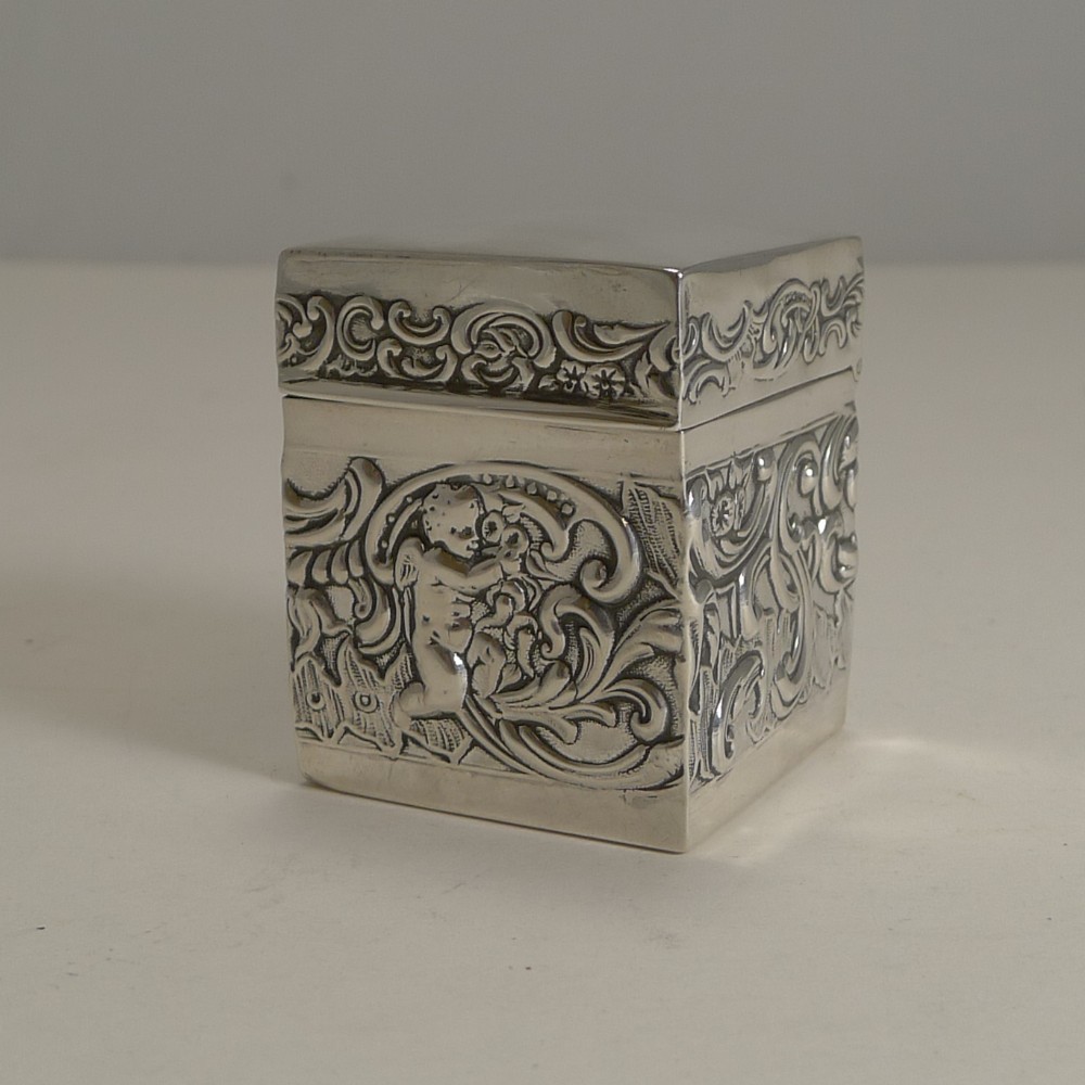 Miniature Antique English Sterling Silver Playing Card Box - 1899