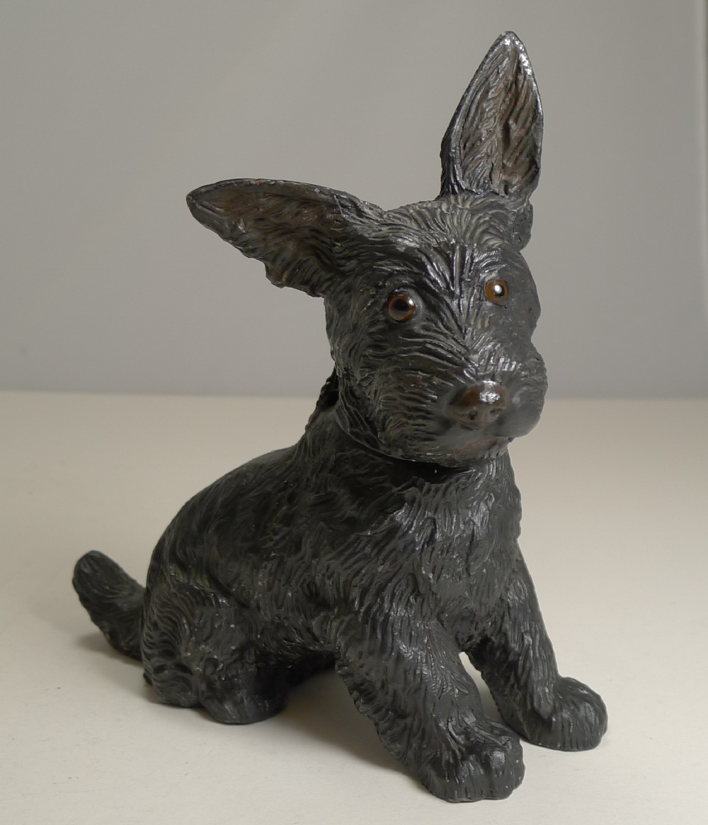 Charming Scottish Terrier Puppy Novelty Inkwell c.1920