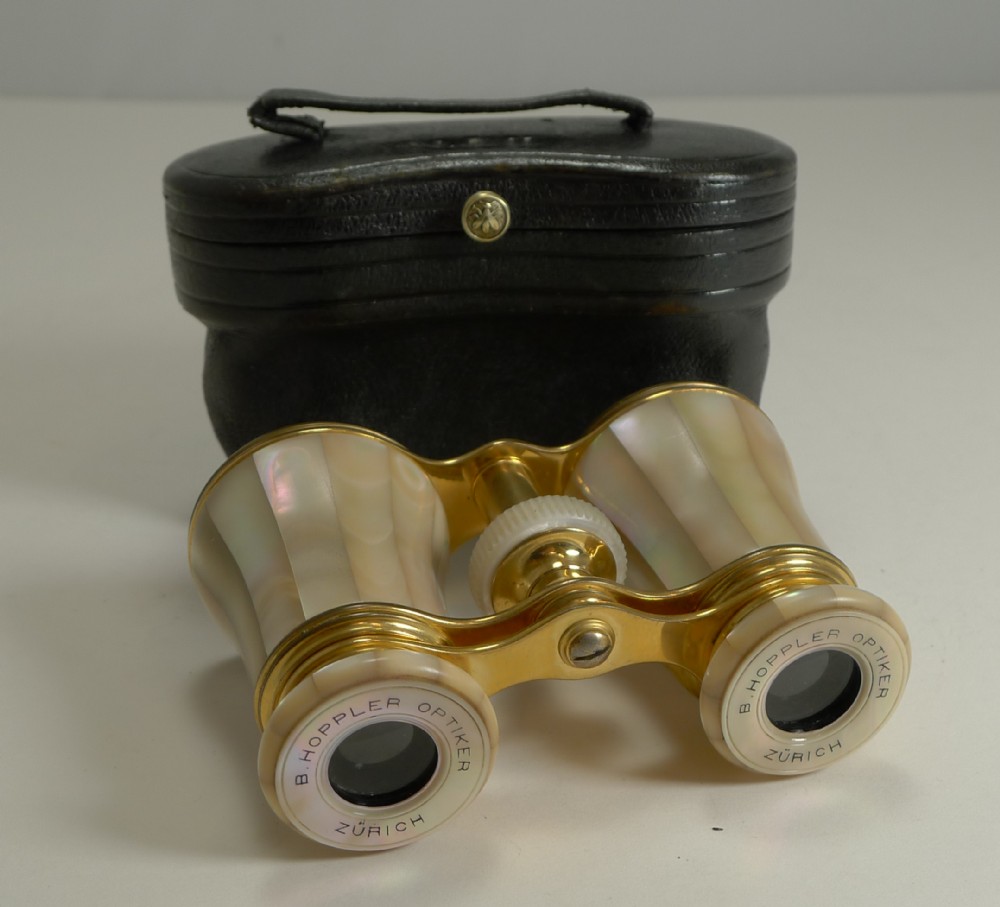 Fine Pair Antique Mother of Pearl Opera Glasses by LeMaire, Paris c.1890