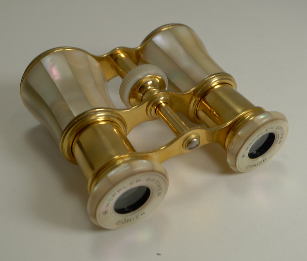 Fine Pair Antique Mother of Pearl Opera Glasses by LeMaire, Paris c.1890 View X