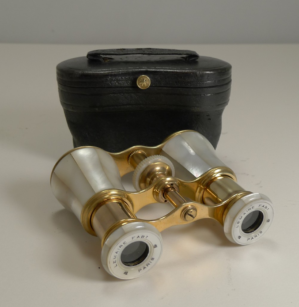 Fine Pair Antique Mother of Pearl Opera Glasses by LeMaire, Paris c.1890