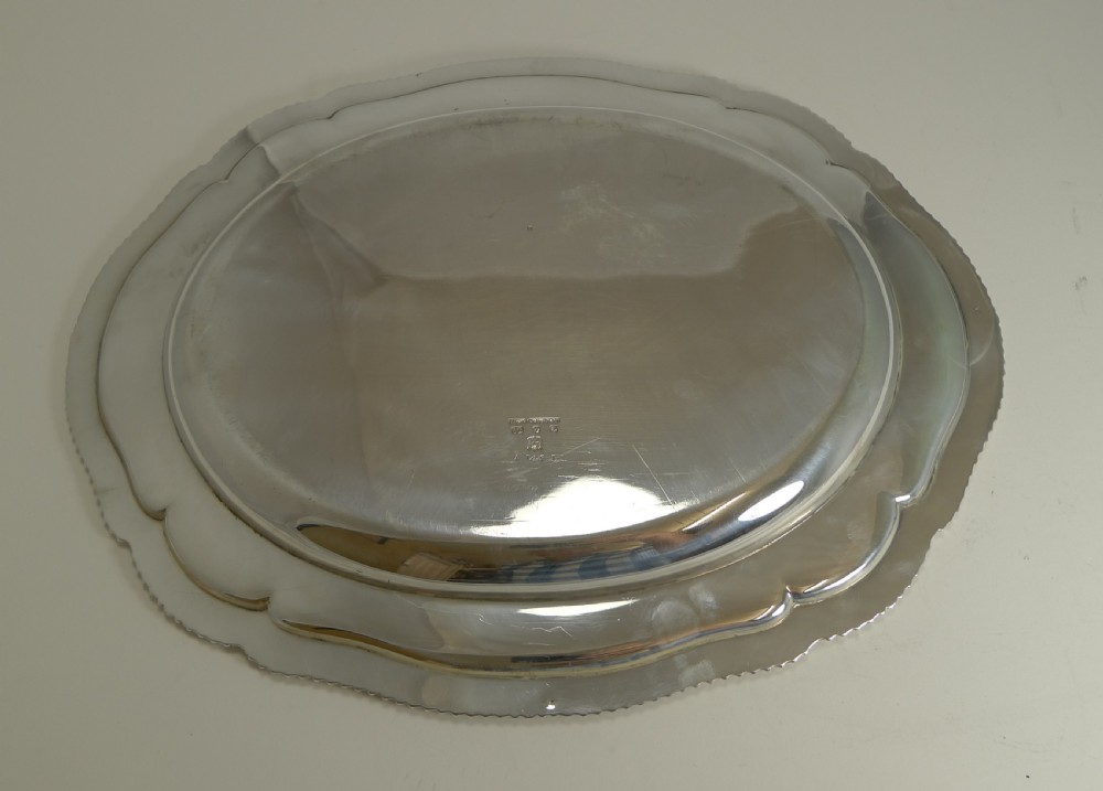Pair Graduated Antique English Silver Plated Serving Platters by Elkington View VI