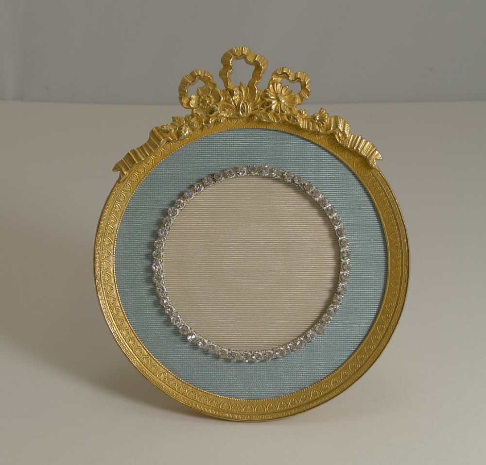 Antique French Gilded Bronze Picture Frame - Paste Stones c.1900