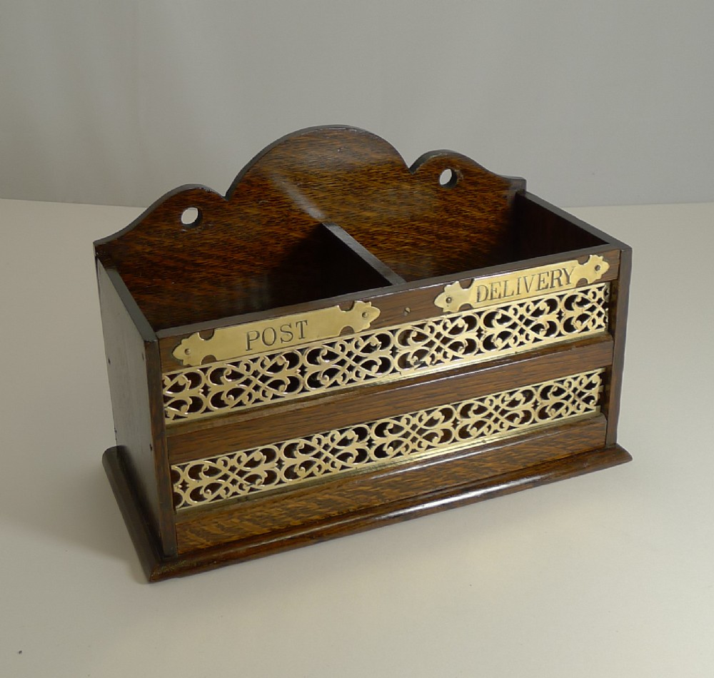 Antique English Polished Oak & Brass 