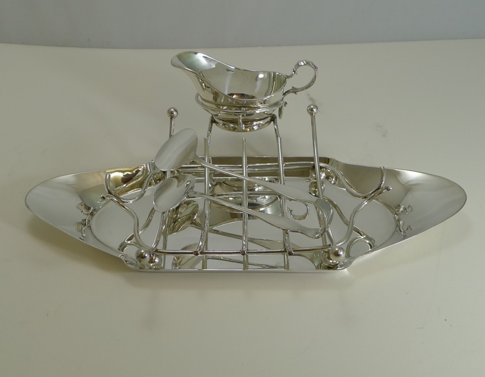 Antique English Asparagus Serving Set by Hukin and Heath c.1900