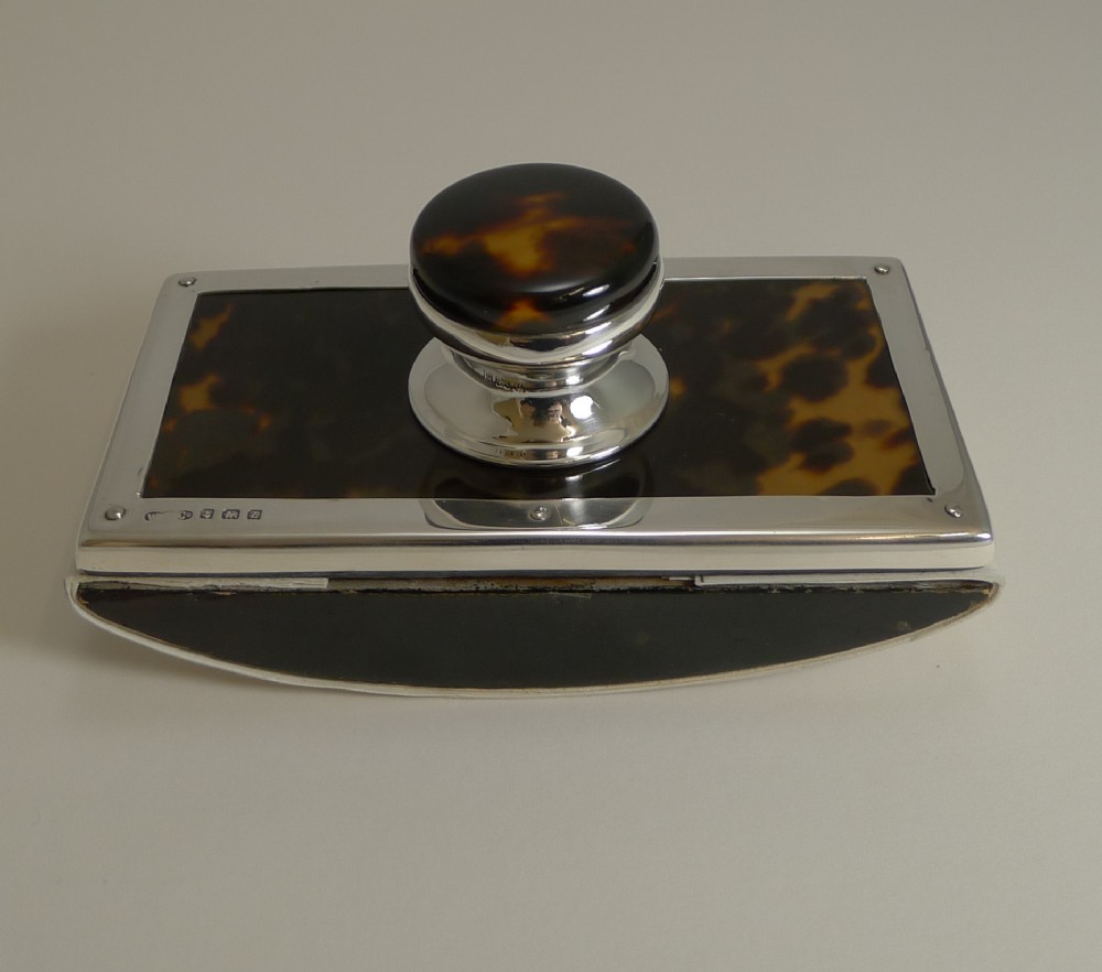 English Silver and Tortoiseshell Rocking Blotter - 1924