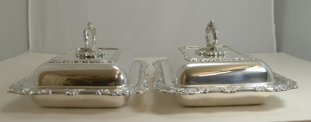 Pair Antique English Silver Plated Entree Dishes c.1890 by James Dixon and Sons. View VII