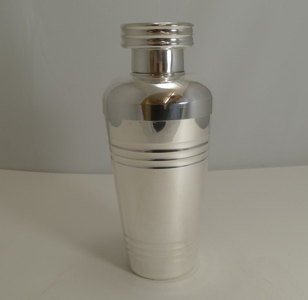Large French Art Deco Silver Plated Cocktail Shaker c.1930