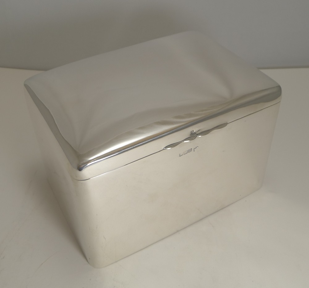 Magnificent Oversized Antique English Sterling Silver Cigar Box by Walker and Hall