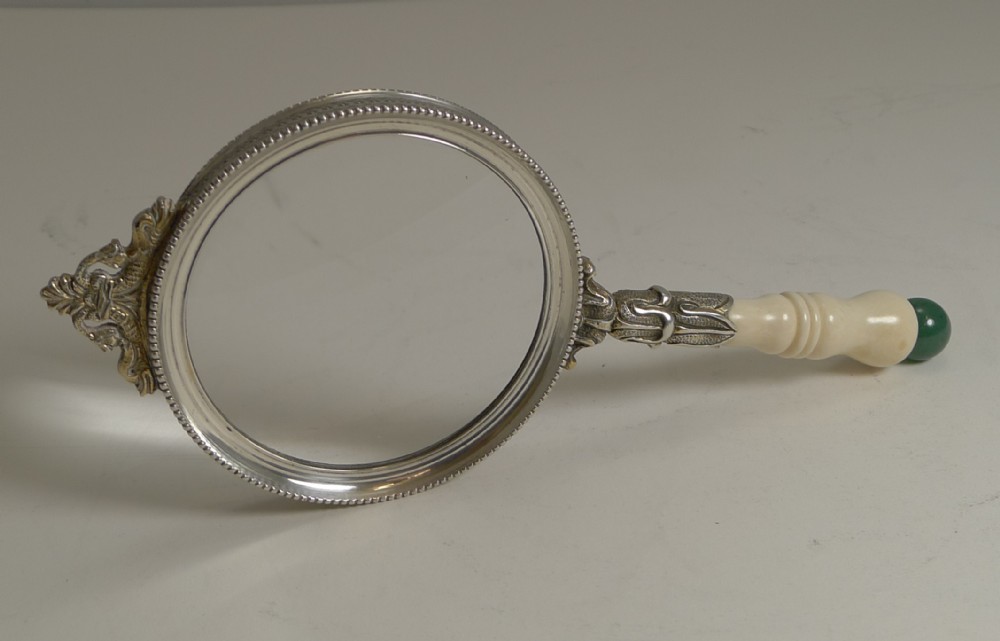 Fine Ivory and Jade Handled Magnifying Glass c.1900