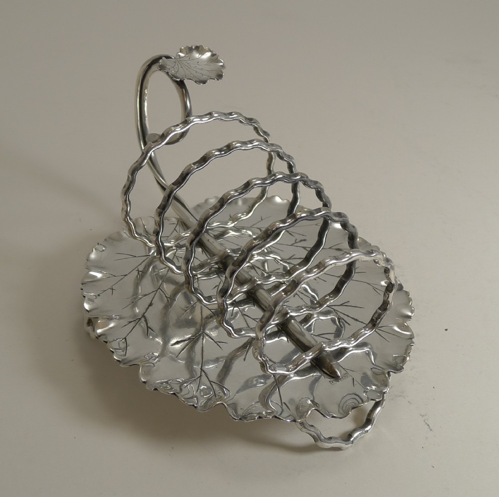 Antique English Naturalistic Toast Rack by Hukin and Heath