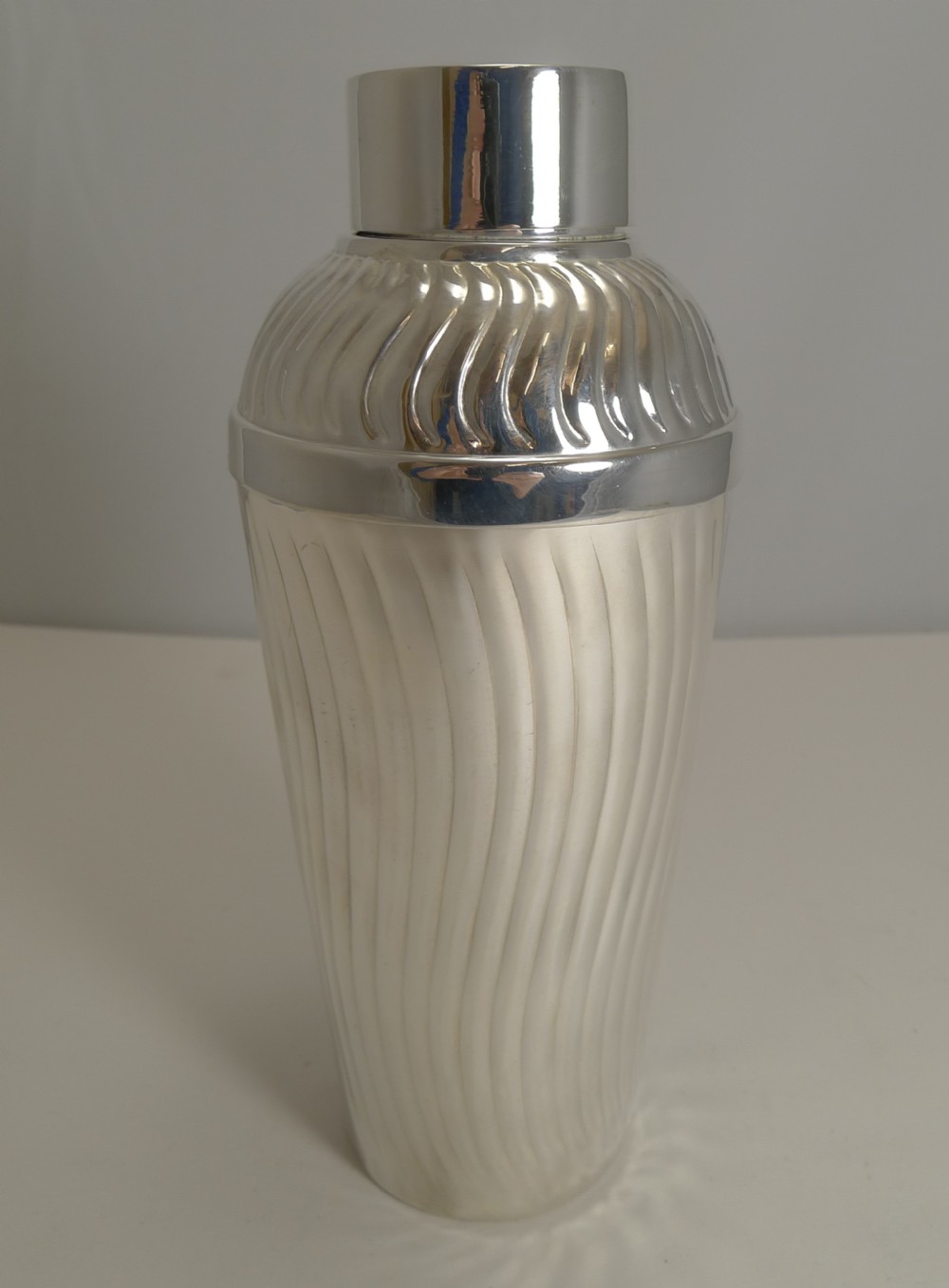Vintage English Art Deco Silver Plated Cocktail Shaker by Maple, London