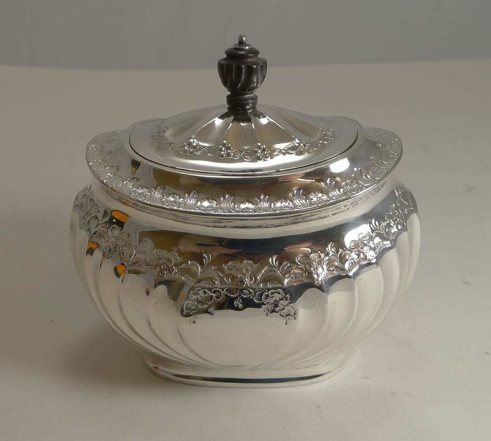 English Silver Plated Tea Caddy by Atkin Brothers - Reg. 1889