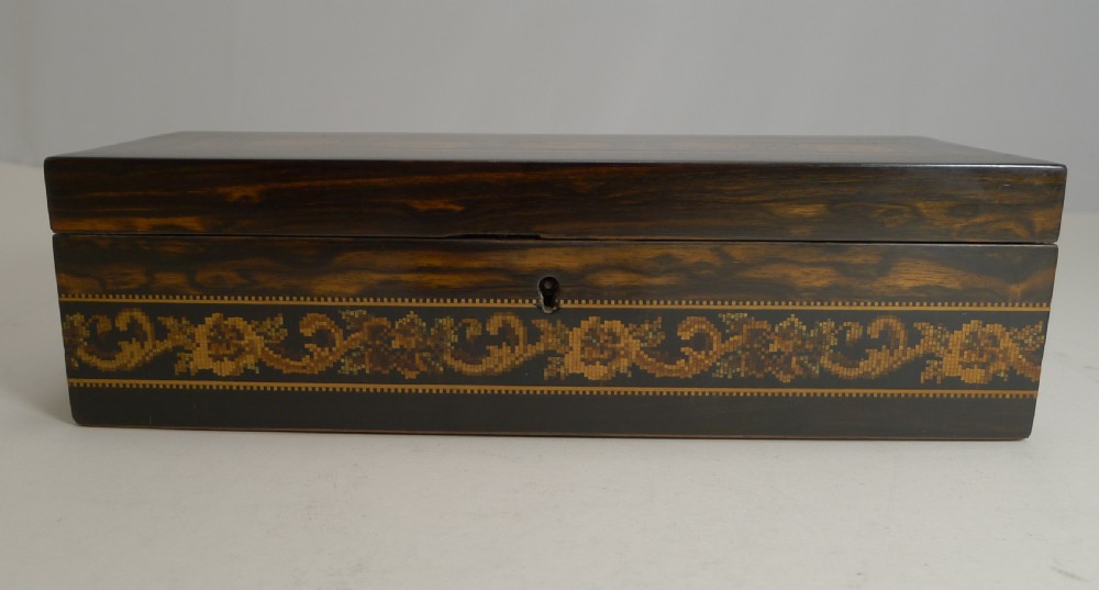 Antique English Coromandel and Tunbridge Ware Box c.1850 View V