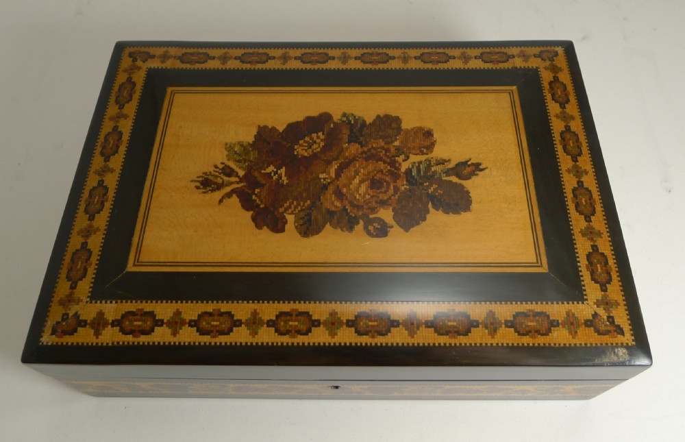 Antique Tunbridge Ware Jewellery Box by T. Barton, Late Nye Circa 1850 View IV