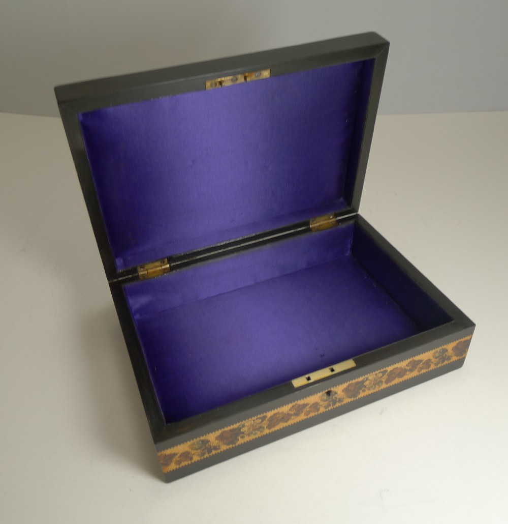 Antique Tunbridge Ware Jewellery Box by T. Barton, Late Nye Circa 1850 View IX