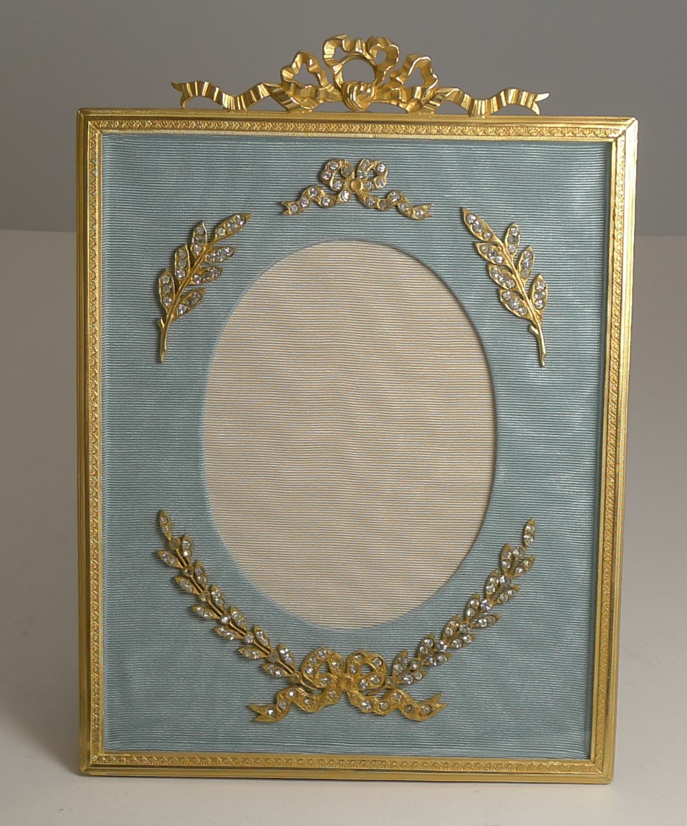 Antique French Gilded Bronze Picture Frame - Paste Stones c.1900
