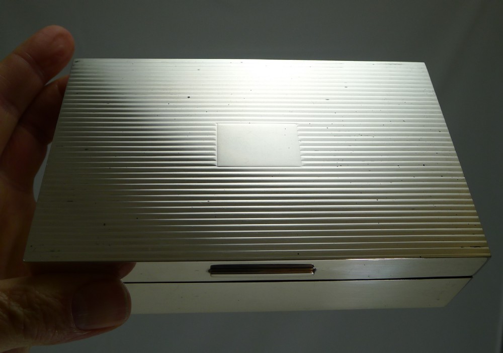 Vintage English Sterling Silver Cigarette Box by Goldsmiths and Silversmiths Co. - 1952 View III