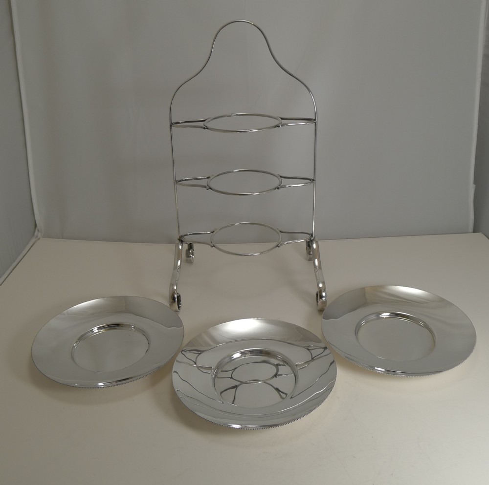 English Art Deco Period Silver Plated Cake Stand by Elkington - 1929 View III