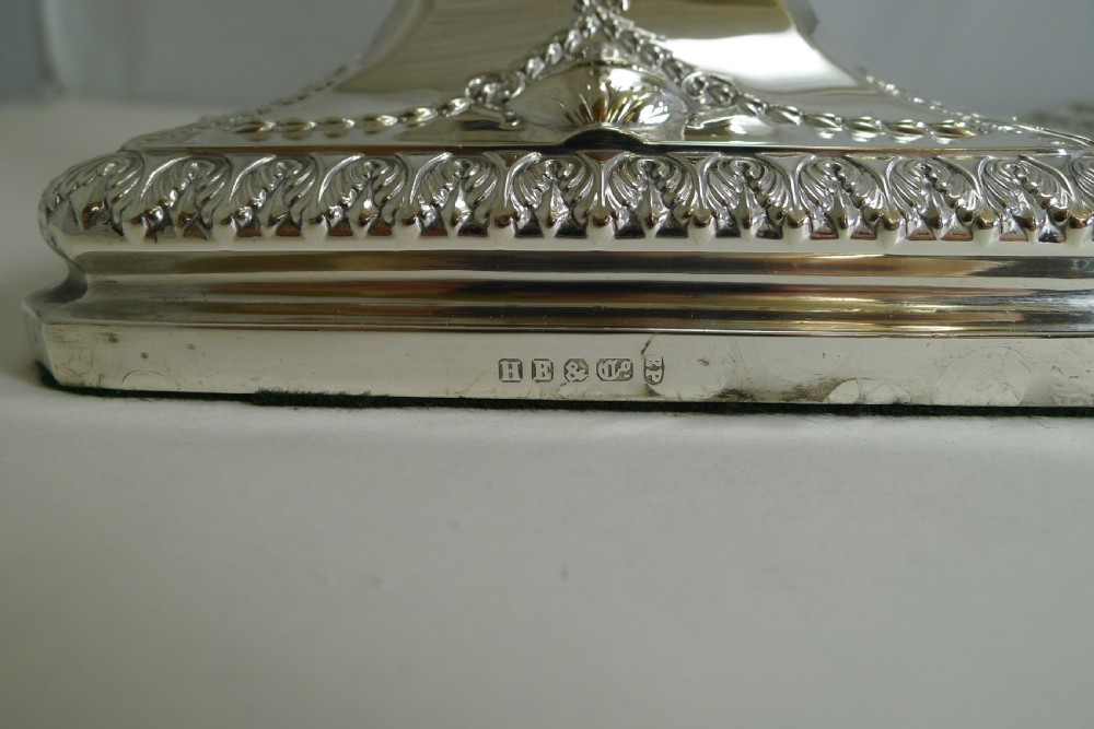 Grand Pair English Silver Plated Adams Style Candlesticks - Ram's Heads c.1880 View II