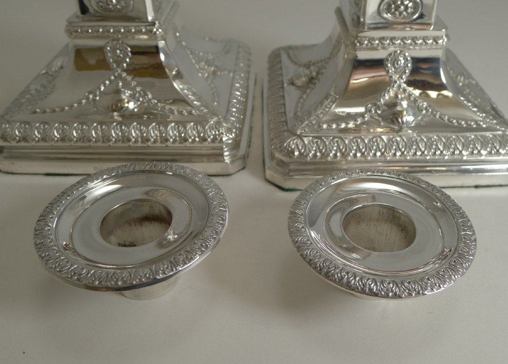 Grand Pair English Silver Plated Adams Style Candlesticks - Ram's Heads c.1880 View XI