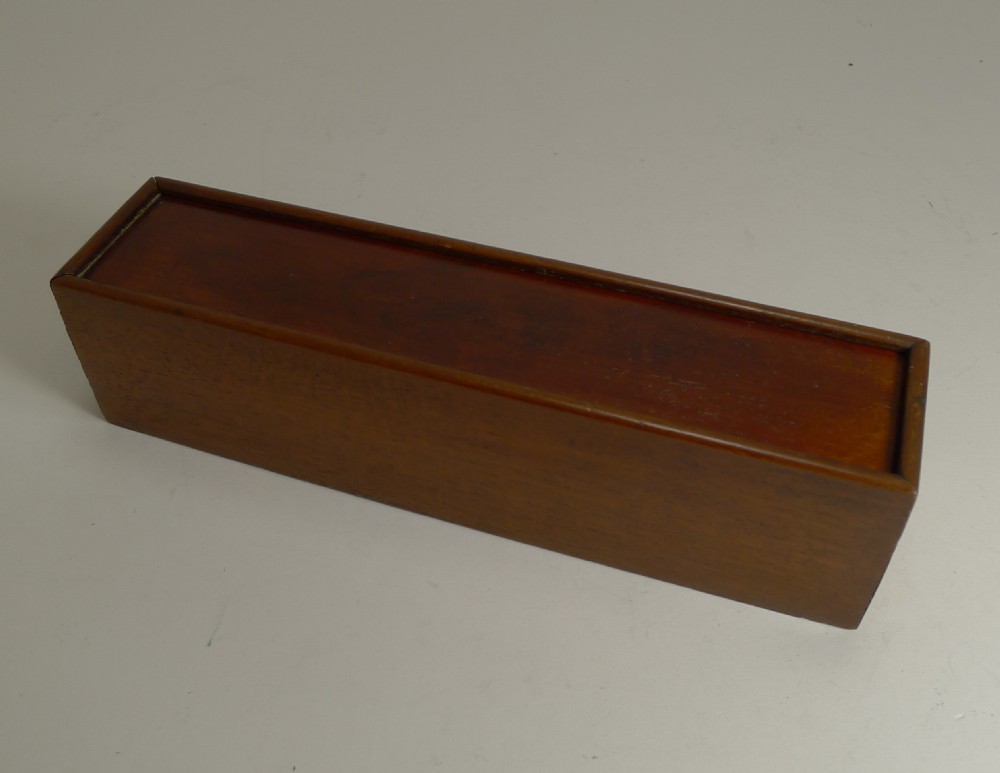 Antique English Boxed Set Bone & Ebony Wood Double Nines Dominoes c.1900 View III