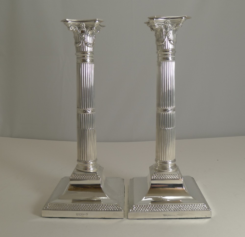 Pair Antique English Silver Plated Candlesticks by Mappin & Webb c.1890