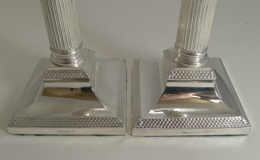 Pair Antique English Silver Plated Candlesticks by Mappin & Webb c.1890 View VII
