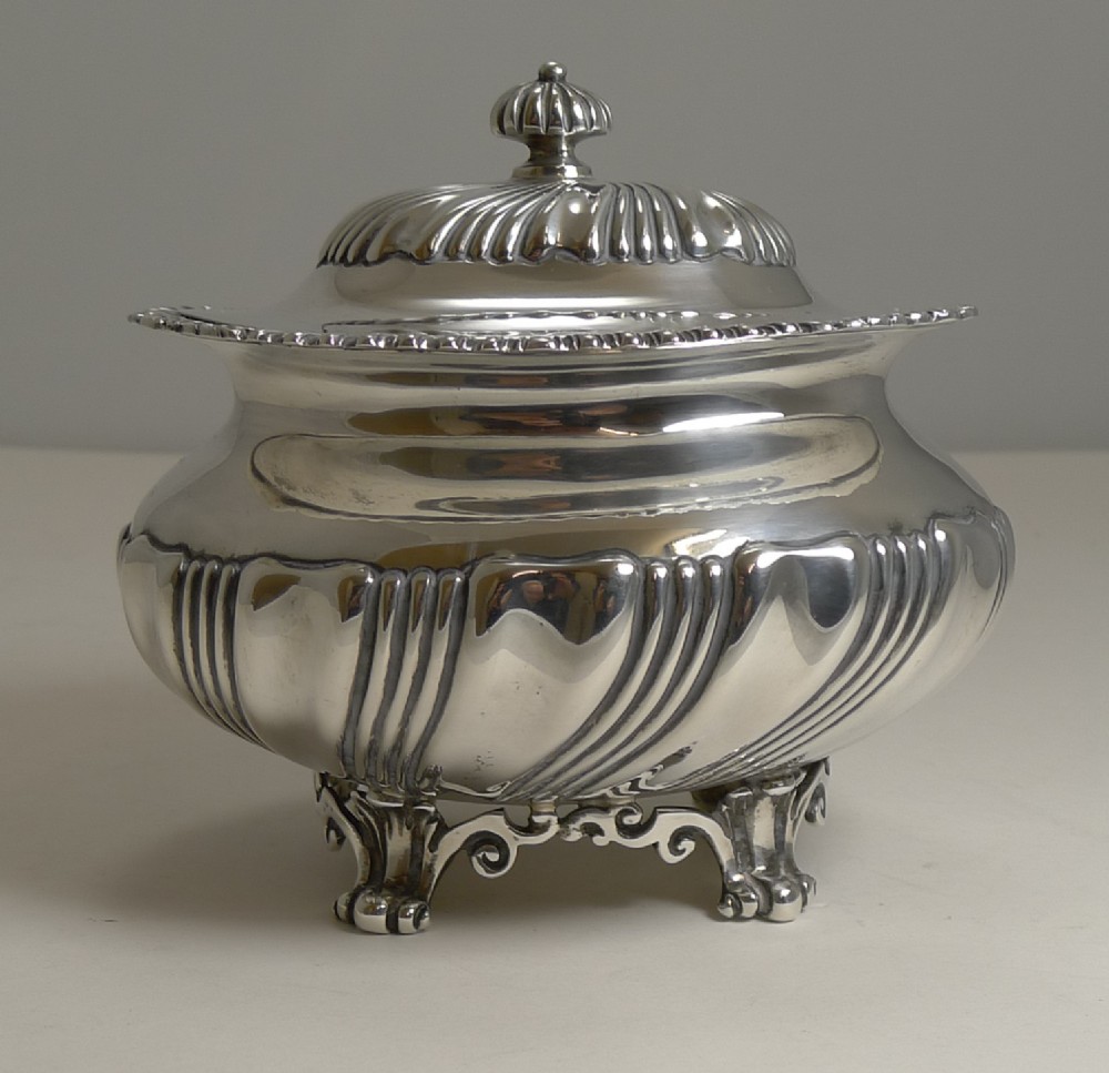 Stunning Antique English Sterling Silver Tea Caddy - London 1909