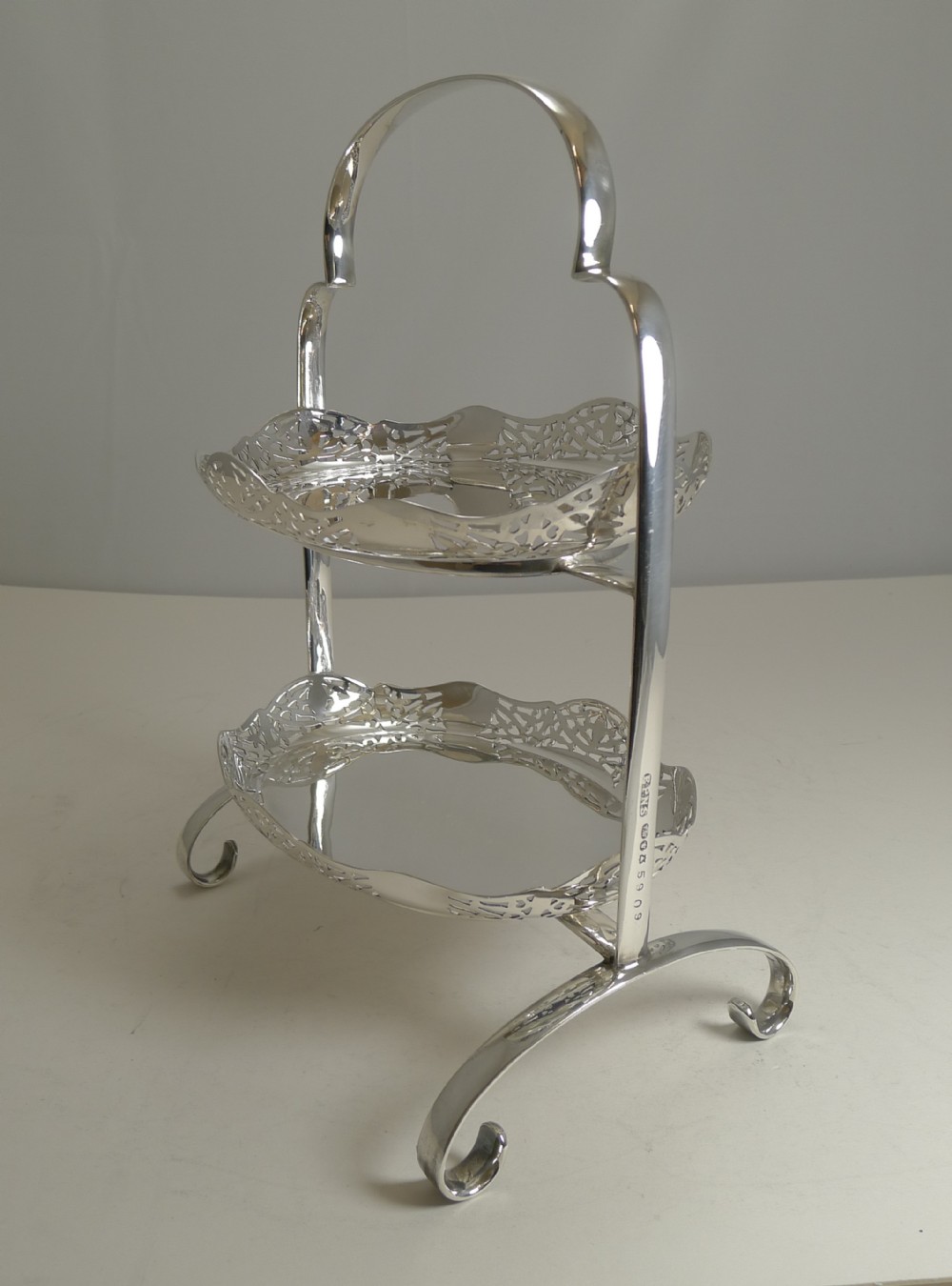 Stunning Antique English Cake Stand In Silver Plate c.1900