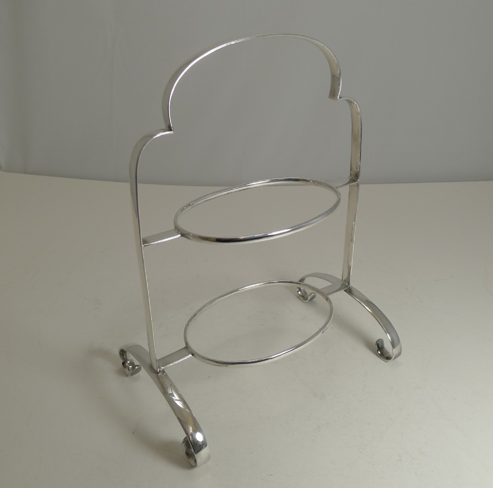 Stunning Antique English Cake Stand In Silver Plate c.1900 View V