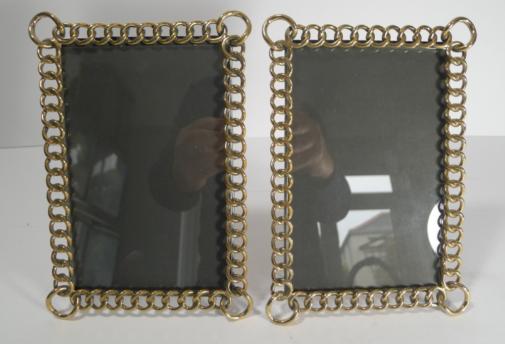 Pair Antique English Polished Brass Ring Photograph Frames c.1890 View IV